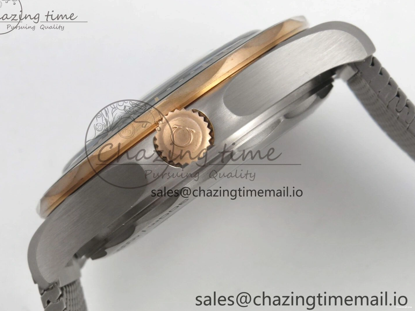 0329 OdorResistant Seamaster 300M Diver Titanium Bronze Gold VSF 1:1 Best Edition Green Dial on Titanium Mesh Bracelet A 7660